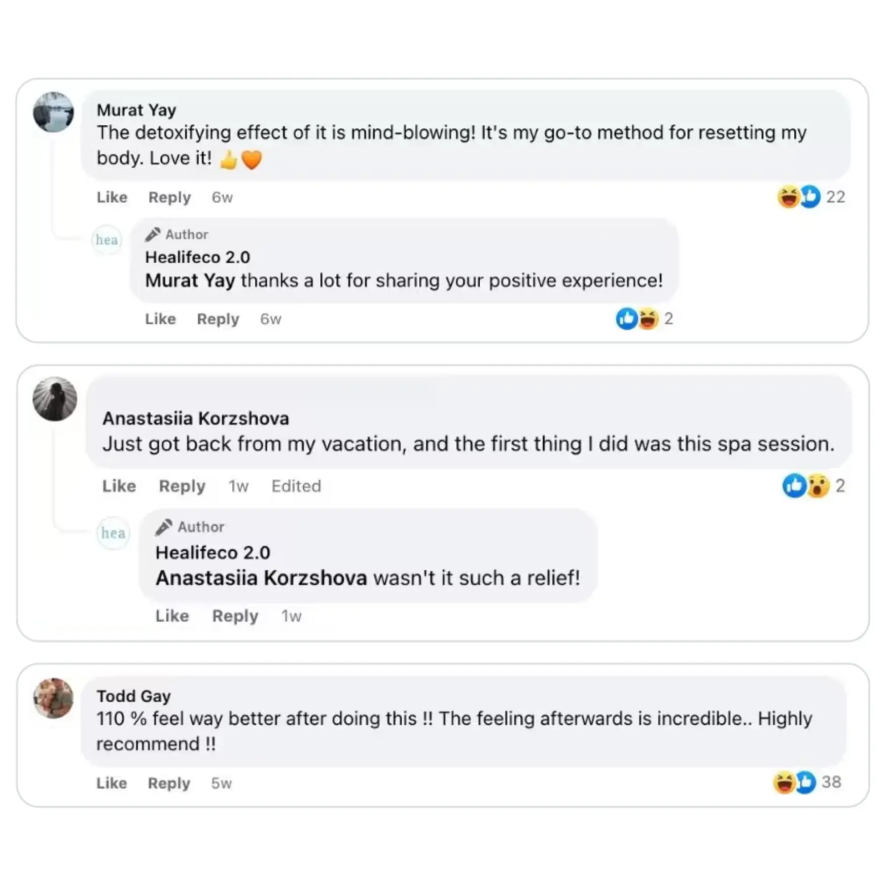 Healifeco social media comment screenshot 3